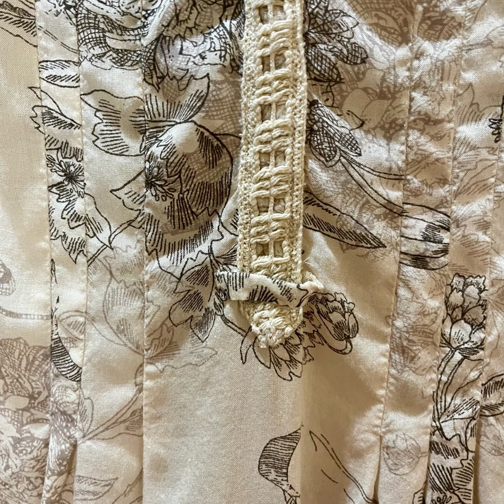 Vintage America Blues Floral Tunic Top Oversized Cream Color Size L - Picture 4 of 6